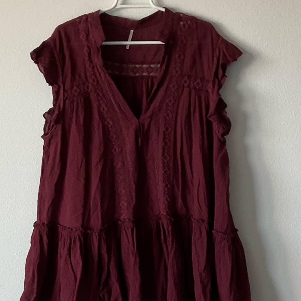 Free People Burgundy Tunic Top